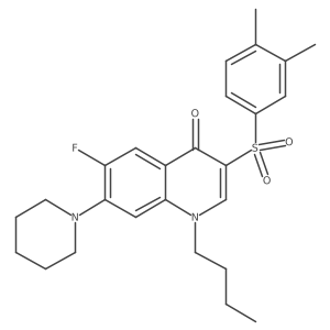 1-butyl-3-((3,4-dimethylphenyl)sulfonyl)-6-fluoro-7-(piperidin-1-yl)quinolin-4(1H)-one Structure
