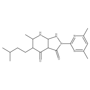 2-(4,6-Dimethylpyrimidin-2-yl)-6-methyl-5-(3-methylbutyl)-1,3a,5,6,7,7a-hexahydropyrazolo[3,4-b]pyridine-3,4-dione结构式