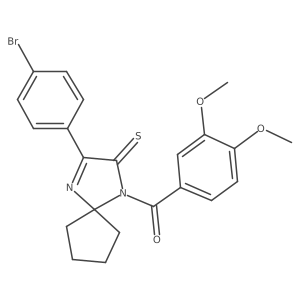 3-(4-Bromophenyl)-1-(3,4-dimethoxybenzoyl)-1,4-diazaspiro[4.4]non-3-ene-2-thione结构式