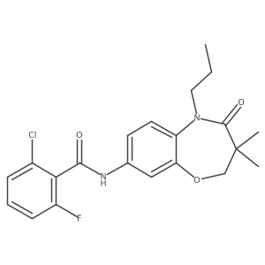 2-chloro-N-(3,3-dimethyl-4-oxo-5-propyl-2,3,4,5-tetrahydrobenzo[b][1,4]oxazepin-8-yl)-6-fluorobenzamide结构式