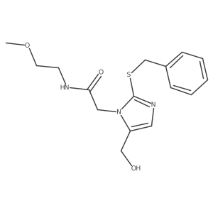 2-(2-(benzylthio)-5-(hydroxymethyl)-1H-imidazol-1-yl)-N-(2-methoxyethyl)acetamide Structure