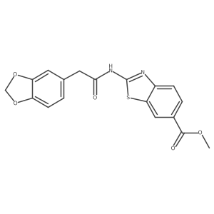 Methyl 2-(2-(benzo[d][1,3]dioxol-5-yl)acetamido)benzo[d]thiazole-6-carboxylate结构式