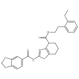 2-(benzo[d][1,3]dioxole-5-carboxamido)-N-(2-methoxyphenethyl)-4,5,6,7-tetrahydrobenzo[d]thiazole-4-carboxamide结构式