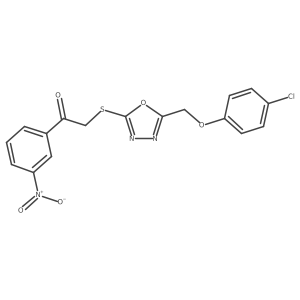 2-({5-[(4-Chlorophenoxy)methyl]-1,3,4-oxadiazol-2-yl}sulfanyl)-1-(3-nitrophenyl)ethanone结构式