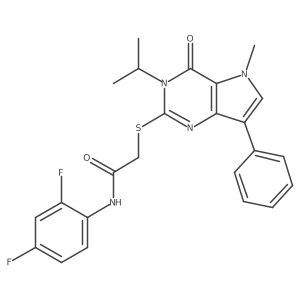 N-(2,4-difluorophenyl)-2-((3-isopropyl-5-methyl-4-oxo-7-phenyl-4,5-dihydro-3H-pyrrolo[3,2-d]pyrimidin-2-yl)thio)acetamide结构式