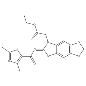 ethyl 2-[(11Z)-11-[(2,4-dimethyl-1,3-thiazole-5-carbonyl)imino]-4,6-dioxa-10-thia-12-azatricyclo[7.3.0.0^{3,7}]dodeca-1(9),2,7-trien-12-yl]acetate Structure