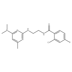 2-chloro-N-(2-((4-(dimethylamino)-6-methylpyrimidin-2-yl)amino)ethyl)-4-fluorobenzamide Structure