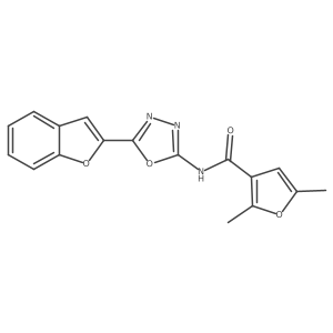 N-(5-(benzofuran-2-yl)-1,3,4-oxadiazol-2-yl)-2,5-dimethylfuran-3-carboxamide结构式