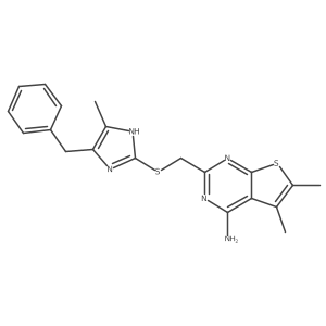 2-[(4-benzyl-5-methyl-1H-imidazol-2-yl)sulfanylmethyl]-5,6-dimethylthieno[2,3-d]pyrimidin-4-amine结构式