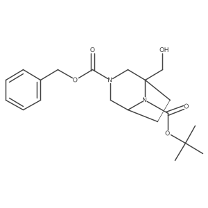 Rel-3-benzyl 8-(tert-butyl) (1R,5R)-1-(hydroxymethyl)-3,8-diazabicyclo[3.2.1]octane-3,8-dicarboxylate结构式