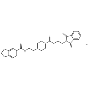 N-(2-(4-(4-(1,3-dioxoisoindolin-2-yl)butanoyl)piperazin-1-yl)ethyl)benzo[d][1,3]dioxole-5-carboxamide hydrochloride结构式
