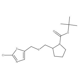 2-(2-Chloro-thiazol-5-ylmethylsulfanylmethyl)-pyrrolidine-1-carboxylic acid tert-butyl ester Structure