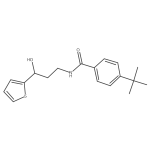 4-(tert-butyl)-N-(3-hydroxy-3-(thiophen-2-yl)propyl)benzamide结构式