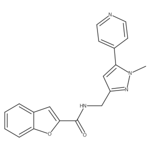 N-((1-methyl-5-(pyridin-4-yl)-1H-pyrazol-3-yl)methyl)benzofuran-2-carboxamide结构式