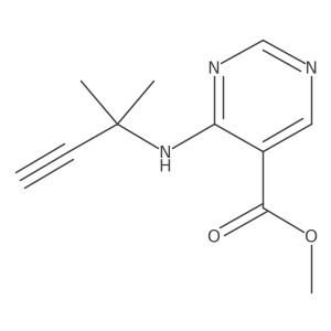 Methyl 4-[(2-methylbut-3-yn-2-yl)amino]pyrimidine-5-carboxylate结构式