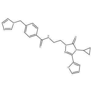 4-((1H-imidazol-1-yl)methyl)-N-(2-(4-cyclopropyl-3-(furan-2-yl)-5-oxo-4,5-dihydro-1H-1,2,4-triazol-1-yl)ethyl)benzamide结构式