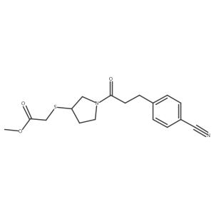 Methyl 2-((1-(3-(4-cyanophenyl)propanoyl)pyrrolidin-3-yl)thio)acetate Structure