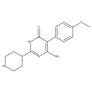 6-Amino-5-(4-methoxyphenyl)-2-(piperazin-1-yl)-3,4-dihydropyrimidin-4-one Structure