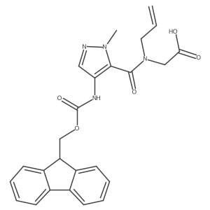 2-{1-[4-({[(9H-fluoren-9-yl)methoxy]carbonyl}amino)-1-methyl-1H-pyrazol-5-yl]-N-(prop-2-en-1-yl)formamido}acetic acid结构式
