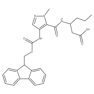 3-{[4-({[(9H-fluoren-9-yl)methoxy]carbonyl}amino)-1-methyl-1H-pyrazol-5-yl]formamido}hexanoic acid Structure