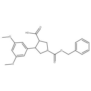 rac-(3R,4S)-1-[(benzyloxy)carbonyl]-4-(3,5-dimethoxyphenyl)pyrrolidine-3-carboxylic acid结构式
