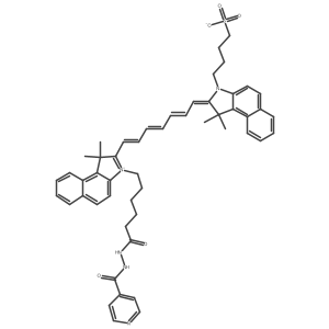 4-(2-(7-(3-(6-(2-Isonicotinoylhydrazineyl)-6-oxohexyl)-1,1-dimethyl-1,3-dihydro-2H-benzo[e]indol-2-ylidene)hepta-1,3,5-trien-1-yl)-1,1-dimethyl-1H-benzo[e]indol-3-ium-3-yl)butane-1-sulfonate Structure
