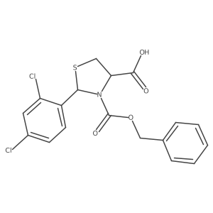 (4S)-3-[(benzyloxy)carbonyl]-2-(2,4-dichlorophenyl)-1,3-thiazolidine-4-carboxylic acid结构式