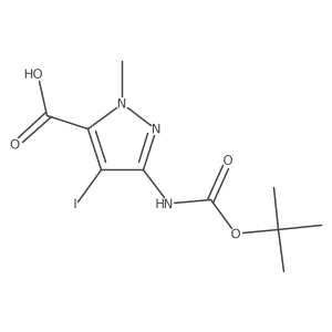 3-{[(tert-butoxy)carbonyl]amino}-4-iodo-1-methyl-1H-pyrazole-5-carboxylic acid结构式