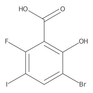 3-Bromo-6-fluoro-2-hydroxy-5-iodobenzoic acid结构式