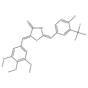 (2Z,5Z)-2-{[4-chloro-3-(trifluoromethyl)phenyl]imino}-5-(3,4,5-trimethoxybenzylidene)-1,3-thiazolidin-4-one结构式