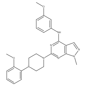 N-(3-methoxyphenyl)-6-[4-(2-methoxyphenyl)piperazin-1-yl]-1-methyl-1H-pyrazolo[3,4-d]pyrimidin-4-amine结构式