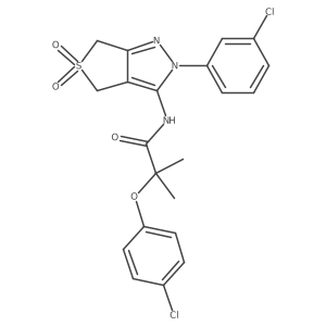 2-(4-chlorophenoxy)-N-(2-(3-chlorophenyl)-5,5-dioxido-4,6-dihydro-2H-thieno[3,4-c]pyrazol-3-yl)-2-methylpropanamide Structure