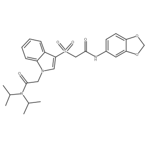 2-(3-((2-(benzo[d][1,3]dioxol-5-ylamino)-2-oxoethyl)sulfonyl)-1H-indol-1-yl)-N,N-diisopropylacetamide Structure