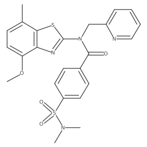 4-(N,N-dimethylsulfamoyl)-N-(4-methoxy-7-methylbenzo[d]thiazol-2-yl)-N-(pyridin-2-ylmethyl)benzamide结构式