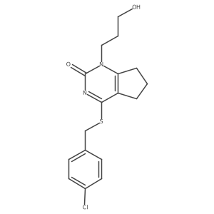 4-((4-chlorobenzyl)thio)-1-(3-hydroxypropyl)-6,7-dihydro-1H-cyclopenta[d]pyrimidin-2(5H)-one结构式