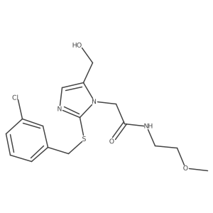 2-(2-((3-chlorobenzyl)thio)-5-(hydroxymethyl)-1H-imidazol-1-yl)-N-(2-methoxyethyl)acetamide Structure