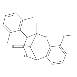 3-(2,6-dimethylphenyl)-10-methoxy-2,11-dimethyl-5,6-dihydro-2H-2,6-methanobenzo[g][1,3,5]oxadiazocine-4(3H)-thione结构式