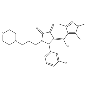 (4E)-5-(3-fluorophenyl)-4-[hydroxy(1,3,5-trimethyl-1H-pyrazol-4-yl)methylidene]-1-[3-(morpholin-4-yl)propyl]pyrrolidine-2,3-dione结构式