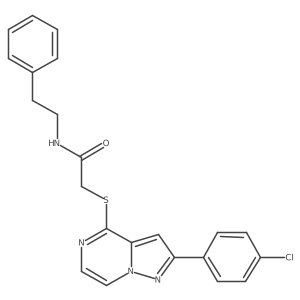 2-{[2-(4-chlorophenyl)pyrazolo[1,5-a]pyrazin-4-yl]sulfanyl}-N-(2-phenylethyl)acetamide结构式