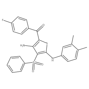 (3-Amino-5-((3,4-dimethylphenyl)amino)-4-(phenylsulfonyl)thiophen-2-yl)(4-fluorophenyl)methanone结构式