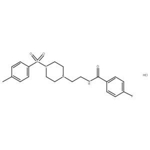 4-fluoro-N-(2-(4-tosylpiperazin-1-yl)ethyl)benzamide hydrochloride结构式