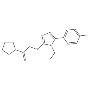 2-{[1-ethyl-5-(4-methylphenyl)-1H-imidazol-2-yl]sulfanyl}-1-(pyrrolidin-1-yl)ethan-1-one结构式