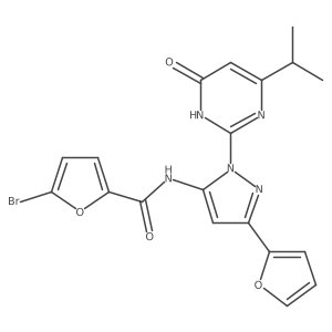 5-bromo-N-(3-(furan-2-yl)-1-(4-isopropyl-6-oxo-1,6-dihydropyrimidin-2-yl)-1H-pyrazol-5-yl)furan-2-carboxamide结构式