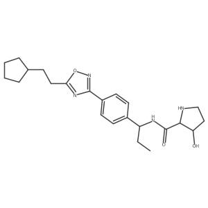 (2S,3S)-N-((S)-1-(4-(5-(2-cyclopentylethyl)-1,2,4-oxadiazol-3-yl)phenyl)propyl)-3-hydroxypyrrolidine-2-carboxamide Structure