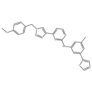 4-[1-[(4-methoxyphenyl)methyl]triazol-4-yl]-N-(3-methyl-5-thiazol-5-yl-phenyl)pyrimidin-2-amine结构式