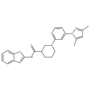 N-(benzo[d]thiazol-2-yl)-1-(6-(3,5-dimethyl-1H-pyrazol-1-yl)pyrimidin-4-yl)piperidine-3-carboxamide Structure