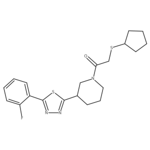 2-cyclopentylsulfanyl-1-[3-[5-(2-fluorophenyl)-1,3,4-thiadiazol-2-yl]-1-piperidyl]ethanone Structure