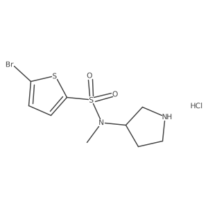 5-bromo-N-methyl-N-(pyrrolidin-3-yl)thiophene-2-sulfonamide hydrochloride结构式