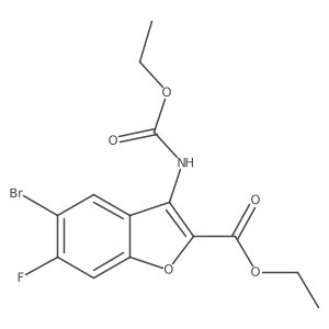 2-Benzofurancarboxylic acid, 5-bromo-3-[(ethoxycarbonyl)amino]-6-fluoro-, ethyl ester Structure