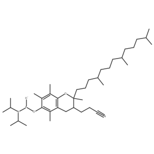 2-Cyanoethyl((R)-2,5,7,8-tetramethyl-2-((4R,8R)-4,8,12-trimethyltridecyl)chroman-6-yl) diisopropylphosphoramidite结构式